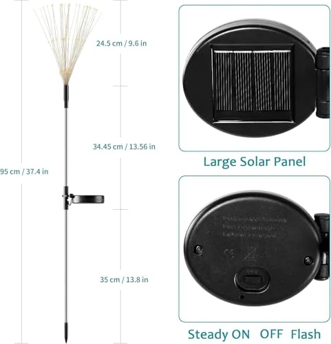 JJGoo Solar Firework Lights, 2 Pack 120 LEDs 2 Lighting Modes Solar Garden Lights Outdoor Waterproof for Yard Patio Walkway Pathway Party Wedding Christmas Decorative - Orange and Purple