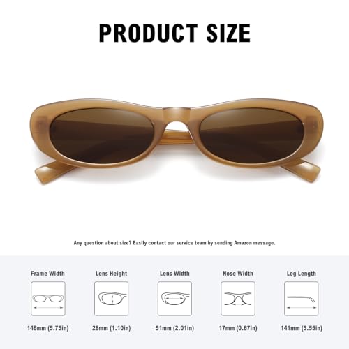 STORYCOAST Narrow Retro Oval Sunglasses for Women Men Fashion Small Frame Sun Glasses 90s Vintage Style Black+Brown4