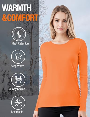 Image of Women's Long Sleeve Thermal Underwear Lightweight Compression Baselayer Shirt Women Clothing Premium Comfort Winter Tops