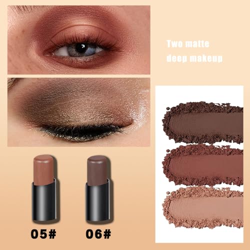 Cream Eyeshadow Sticks 6 Colors Shimmer Matte Eyeshadow Pencil Waterproof Long Lasting Eyeshadow Crayon Eye Highlighter Pen Smudge Proof Metallic Eyeshadow Stick - Image 5