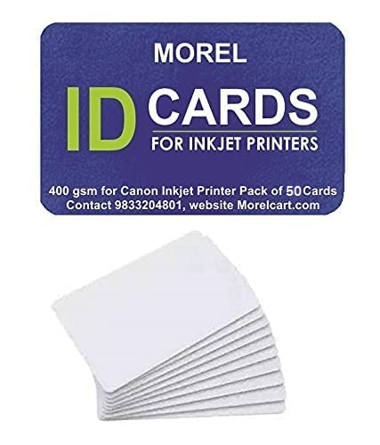 Image of morel (Pack of 50 Thin PVC ID Card 400 GSM for Canon PIXMA G2000, G2010, G3000, G3010, G4000, G4010 Inkjet Printer (AADHAR Card, College ID, GATE Pass, ETC).