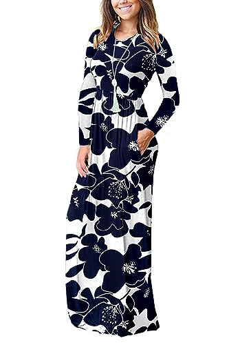 Image of AUSELILY Women's Classic Long Sleeve Dress Loose Plain Long Casual Maxi Dresses with Pockets 2026