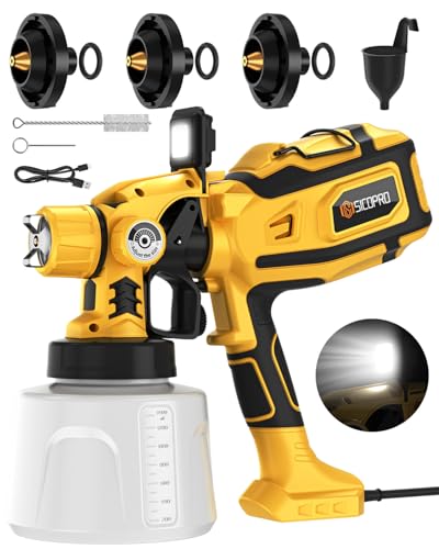 Image of Paint Sprayer, HVLP Paint Sprayer for House Painting,Equipped with LDE Lights Lawn and Garden, Electric Sprayer Gun for Interior Walls, Door, Garden Chairs (Yellow)