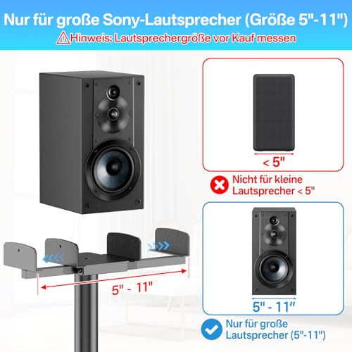 Set luidsprekerstandaarden voor de Sony HT-A9 SA-RS5 SA-RS3S luidsprekerstandaarden met soundbarbevestigingen. In hoogte verstelbare Luidspreker Standaard van 29" tot 37,5". - Afbeelding 4