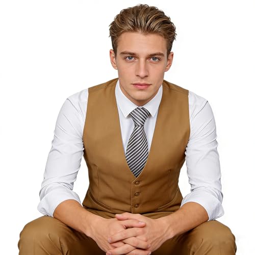 Image of Alizeal Mens Classic Solid Suit Vest Regular Fit Tuxedo Waistcoat | Classic for Wedding Business Daily Wear Wedding