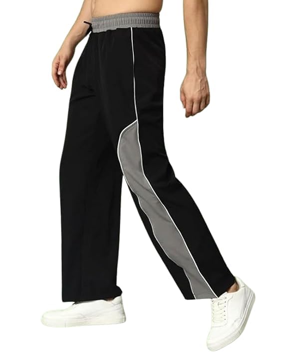 shaira fashion Men's Urban Relaxed Fit Trousers - Stylish Contrast Panel Sweatpants for Casual Wear & Lounging, Lightweight Comfort Track Pants-picture-48