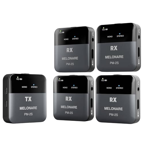 Image of MELONARE Portable Wireless in Ear Monitor System w / 4 Receivers, Mono /Stereo Switch, Wireless Audio Transmitter and Receiver, 24bit /48kHz Audio, OTG Input, IEM for Live, Studios, Bands (PM-2S-4R)