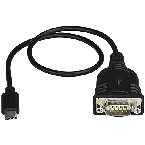 Image of StarTech USB-C to Serial Adapter Cable, Windows /Mac /Linux (ICUSB232C) | USB-C Serial Cable for PLCs, USB-C to RS232 (DB9) Converter Cable, 16 inch (40cm), Scanners, Printers, Male /Male