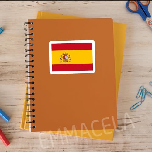 Image of (3PCS) Spain Flag stickers, Countries Flag Stickers - Waterproof Vinyl Decals For Laptops, Tumblers, Water Bottles, Books, Scrapbooks, Size 3 x 2.2 Inch
