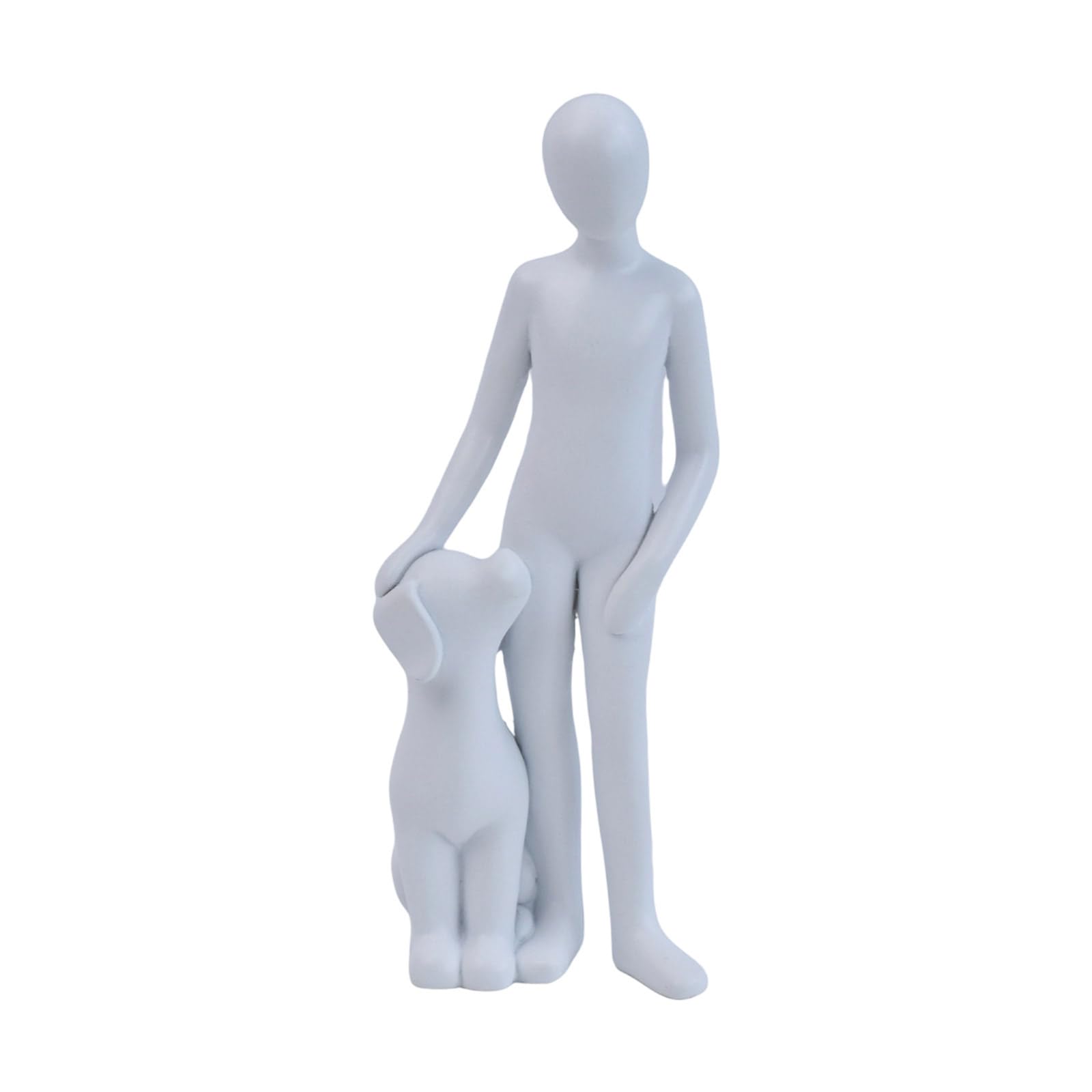 Coolhood White Unique Sculpture Showcasing Emotional Connection Of And Dog Resin Figurine Ornament For Living Room Accent Artistic Resin Art