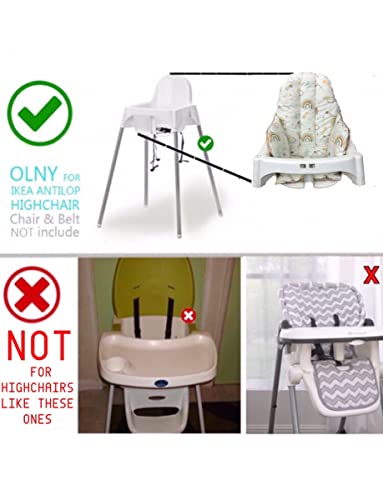 Image of Cushion - Washable & Reversible One-Piece Cotton Seat Pad for IKEA High Chair Accessories, Compatible with Antilop (Brown Rainbow)