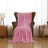Kuscheldecke Flauschige extra weich & warm Wohndecke Flanell Fleecedecke, Falten beständig/Anti-verfärben als Sofadecke oder Bettüberwurf, Größe:220 cm x 240 cm, Farbe:Altrosa