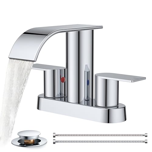 Grifo de baño de 4 pulgadas con desagüe emergente y manguera para lavabo