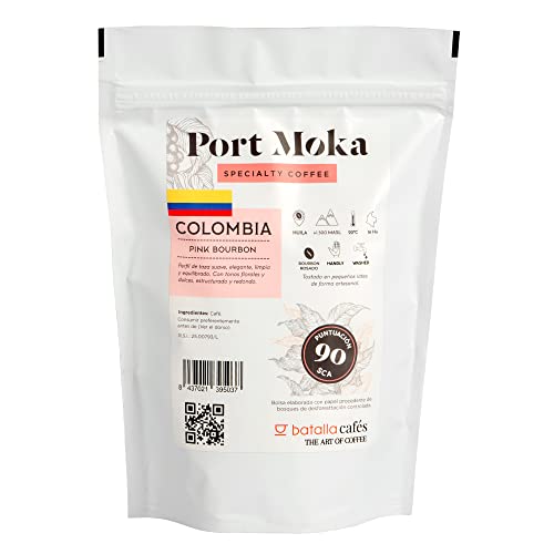 Café Port Moka - Colombia Pink Bourbon Finca El Danubio (SCA 90) - Grano Tueste Natural | Especialidad | Arábica 100% | Paquete de 250 gr