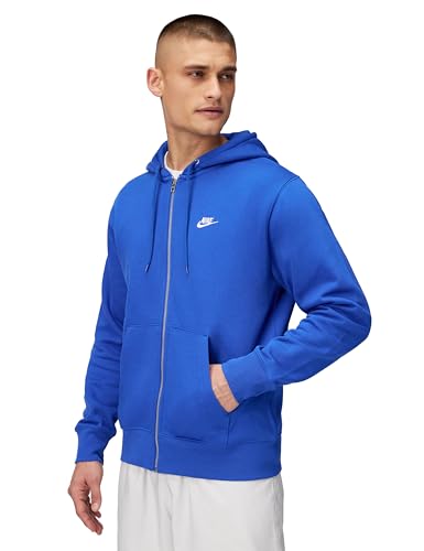 Nike Mens Club Full-Zip Fleece Hoodie Game Royal/Game Royal/White Medium