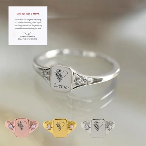 Personalized Custom Name Ring for Eternal Love, Wings Name Personalized Ring, A Beautiful Rings To Commemorate Your Beloved Son Daughter4