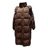 HGKPFGTG Winter-Parka aus Weißer Entendaunen für Damen Kariert Patchwork Winddicht Lange...