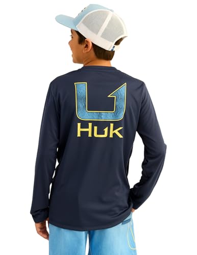 HUK Boys' Pursuit Pattern Long Sleeve, Fishing Shirt for Kids