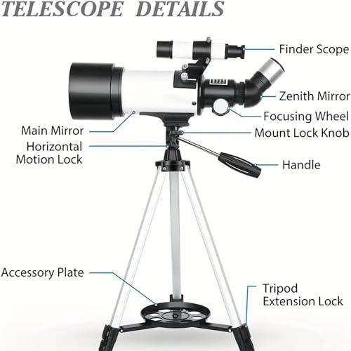 Misilmp Teleskop Erwachsene, inkl. Linsen, Handyhalterung, Tragetasche, 70mm Aperture 400mm...