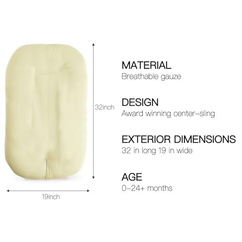 Image of Infant Support Cushion - Baby Support Cushion for Newborn, 0-24 Months, Portable Tummy Time Mat for Home and Travel, Soft Cotton, Supervised Use, Baby Essentials Gift,Yellow(1 Cushion + 1 Cover)