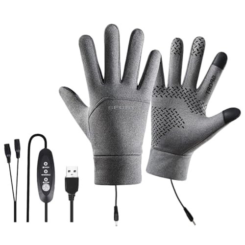 Genérico Guantes De Invierno Calefactados - Guantes Aislados USB con 3 Ajustes para Pantalla Táctil - Manoplas Térmicas para Ciclismo,para Invierno Esquí Exterior Camping Conducción Senderismo Clima