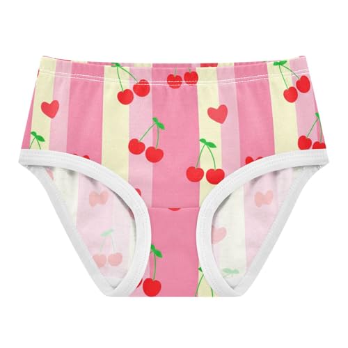 Cherry Vertical Stripes Pink Cream Toddler Girls Underwear 2t Cotton Girl Panties Cute Aesthetic Undies Kids Briefs