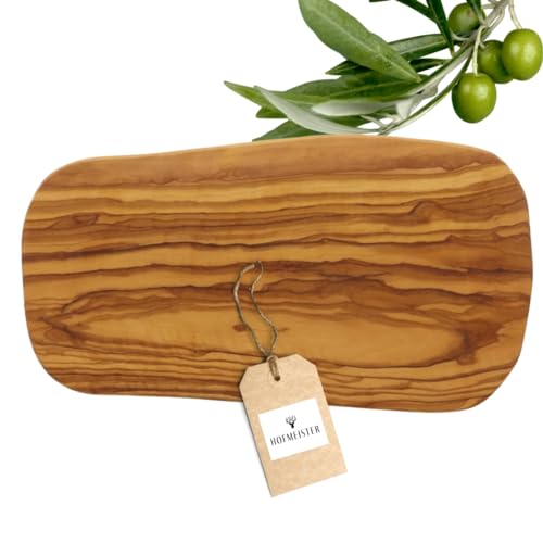 HOFMEISTER® Planche en bois d'olivier - Planche à découper en bois de haute qualité pour le barbecue & la cuisine - Plat de service parfait & idéal pour offrir