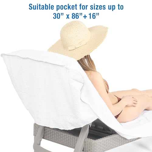 Cotton Paradise WHITE LOUNGE CHAIR TOWEL 100% Cotton Patio Chaise Lounge Covers thumb #1