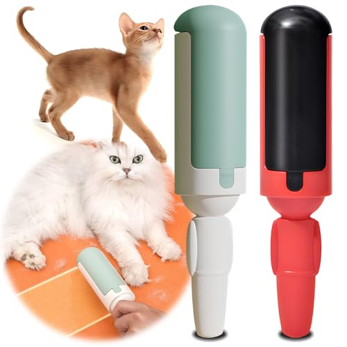 ZHYLUO Raccogli Peli Animali,2 Pezzi Rulli Riutilizzabile per Rullo Peli Animali,Lint Roller Pet Hair per Pimuovere i peli da Tappeti,Divani,Mobili,Vestiti e Cucce per Animali,Verde+Rosso