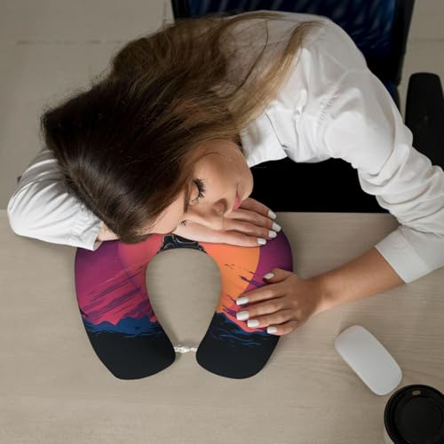 Almohada de viaje espuma viscoelástica negra ergonómica miniatura 6