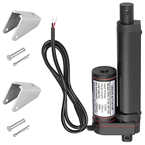 GETLITOOL Linear Actuator 100mm/4Inch, 12V Heavy Duty Linear Actuator Motor 750N/160LBS with 2 Bracket for Tractors, Camper, Coop Doors Opener, Dormer Opener, RV Electric Door Opener Cover