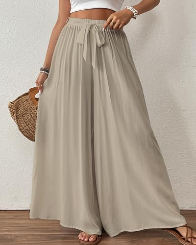 Image of Bsubseach Women Wide Leg Pants Floral Flowy Palazzo Pants