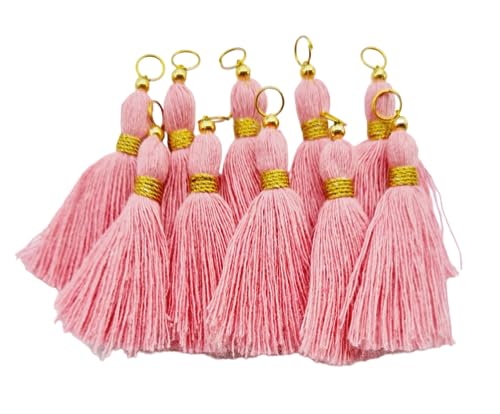 Image of Zippy Flora Micro 1.5 inch Length Cotton Handmade Tassels for Saree /Blouse /Dupatta /DIY /Decor (Pack of 12) (Baby Pink)