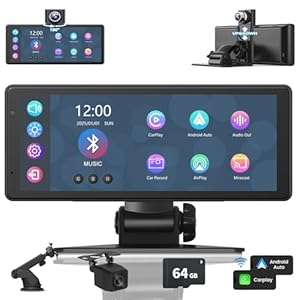 9” Car Audio Receivers with 4K Front & 1080P Rear Camera, 2024 Portable Stereo Receivers Apple Carplay & Android Auto for Cars, Screen Mirroring/Bluetooth/FM/Siri/Voice Control