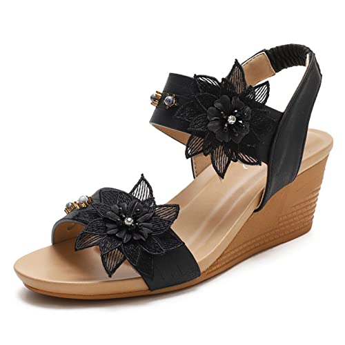 Sandals Women's Sandals Summer Casual Mid Slope Heel Sandals Comfortable Sandals Sandal(A,40)