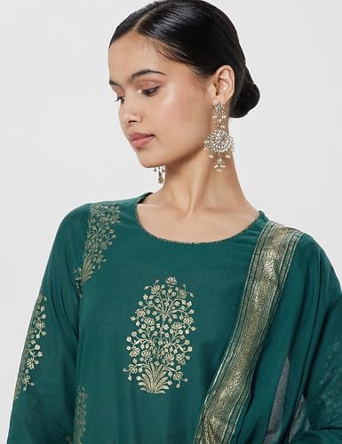 Image of BIBA Women Straight Cotton Straight Kurta Palazzo Suit Set