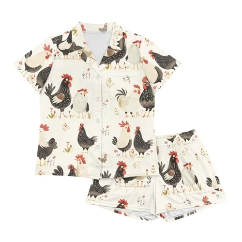 Image of Women's Short Sleeve Sleepwear Pajamas Nightwear with Pockets | skin-friendly breathable material resists pilling fading and deformation after repeated washing