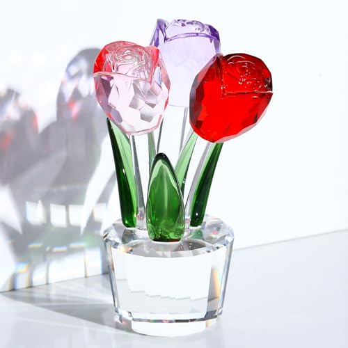 Bouquet de roses en cristal Arikyrist : fleur en verre haut de gamme pour collectionneur