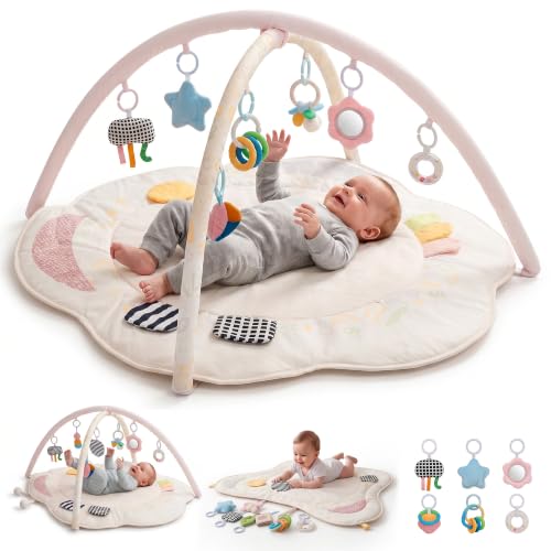 Image of Baybee 2 in 1 Premium Baby Play Gym & Activity Mat for Babies with Extra | Soft Cushion | Portable Playing mat for Kids with Sensory Toys | BPA Free Play Mat for New Born Baby up to 36 Months (Beige) | Soft Cushion | Portable Playing mat for Kids with Sensory Toys | BPA Free Play Mat for New Born Baby up to 36 Months (Beige)