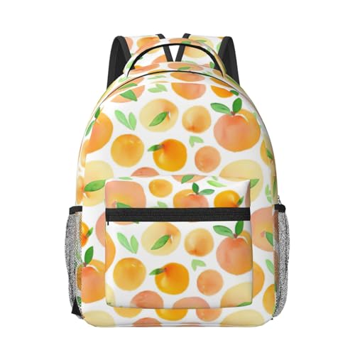 Mochila versátil para laptop EdWal negra con estampado de melocotón para viaje