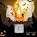 TBGENIUS Ghost Campfire Flickering Night Light, 3D Small Electric Faux Campfire Night Light,Ghosts Campfire Flicker Flame Nightlight, 5in LED Campfire Night Lights Funny Halloween Decor
