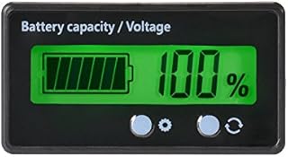 LCD Battery Capacity Monitor Gauge Meter,Waterproof 12V/24V/36V/48V Lead Acid Battery Status Indicator,Lithium Battery Capacity Tester Voltage Meter Monitor Green Backlight for Vehicle Battery