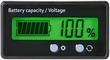 LCD Battery Capacity Monitor Gauge Meter,Waterproof 12V/24V/36V/48V Lead Acid Battery Status Indicator,Lithium Battery Capacity Tester Voltage Meter Monitor Green Backlight for Vehicle Battery