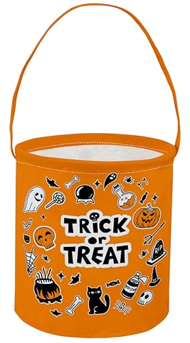 Image of Halloween Bucket for Trick or Treat Kids Halloween Pumpkin Bucket Halloween Candy Snack Baskets Pumpkin Halloween Party Decoration (Yellow Halloween)