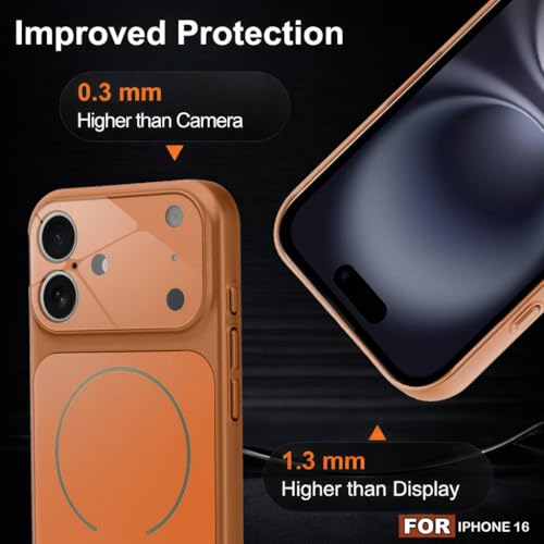 Image of SHINESTAR iPhone 16 Case - Premium Shockproof Protective Cover, Wireless Charging Compatible, Slim & Durable Luxury Back Cover with Camera Protection (Orange)