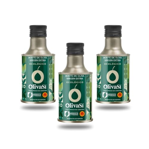 OLIVA SÍ Ecológico - Aceite de Oliva Virgen Extra 250ml Formato Lata | D.O.P. Priego de Córdoba | AOVE Gourmet Premium | Premiado en Concursos Internacionales y Nacionales (Caja 3 unidades)