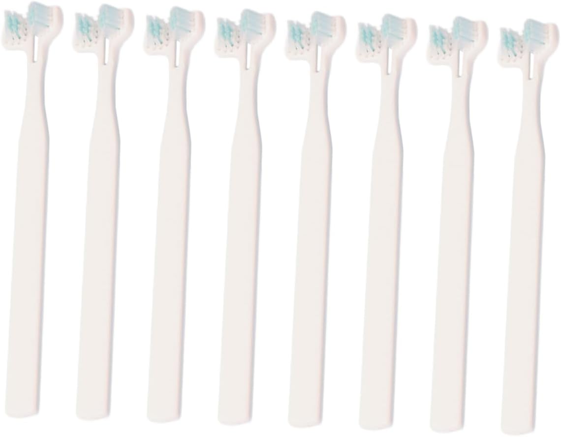 8pcs Household PET Toothbrushes Double-Head Long Handle Cleaning