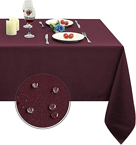 Image of Obstal 210GSM Rectangle Burgundy Tablecloth, Christmas Decorations Table Cloth Waterproof, Table Cover Protector for Holiday Party Use (Burgundy,54 x 78 Inch)