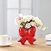 Jingmore Red Bow Vase Coquette Ceramic Vase Pen Holder 4.5 x 1.9 x 4.7 in Makeup Brush Holder Contemporary Design Decorative Women Gift for Christmas Home Office Shelf Table Room