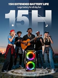 FREEPEAR Party Bluetooth Speaker - 240W Peak Loud Speaker, Dazzling Light Show, Deep Bass, IPX4 Waterproof, 15H Battery, TWS Pairing, BT 5.3 Wireless, Portable for Home/Outdoor/Beach/Pool Party